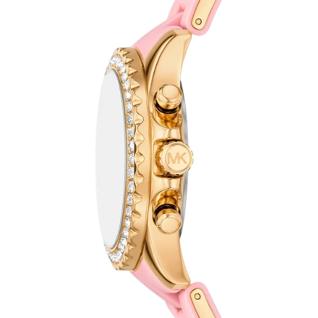 Michael Kors Oversized Everest Pavé Gold-Tone and Silicone Watch in BLUSH - MKO1134