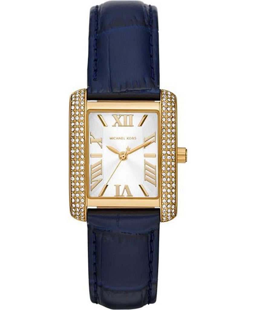 Michael Kors Emery Pavé Gold-Tone and Navy Blue Leather Women's Watch - MK2982