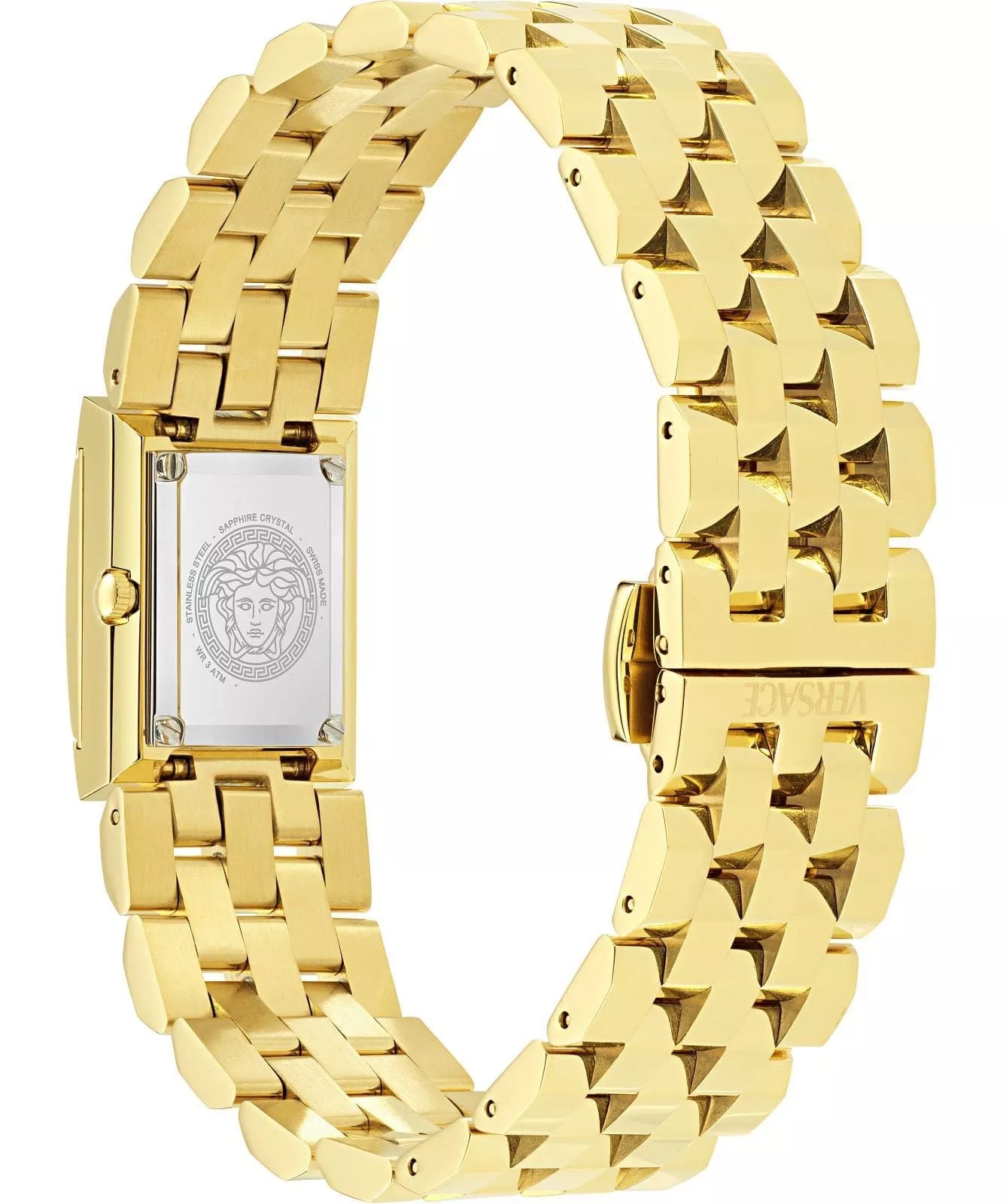 Versace Reveal Square Gold Dial Stainless Steel Bracelet Women’s Watch VE0C00225