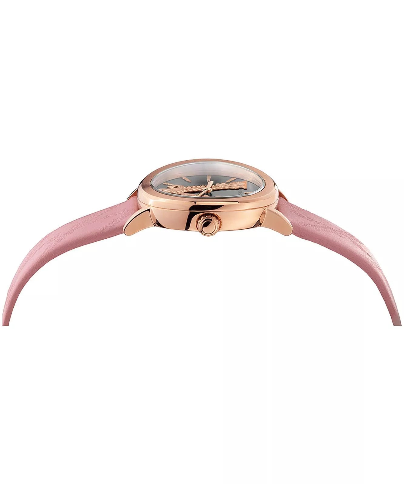 Versace Virtus Quartz Grey Dial Pink Leather Strap Women's Watch - VEHC00319