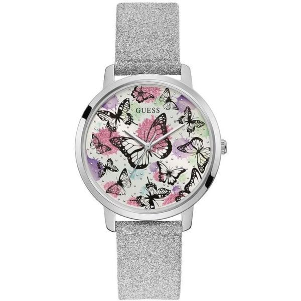 Guess Watch Mariposa Silver Leather Analog Watch Women's Watch  GW0008L1 - The Watches Men & CO