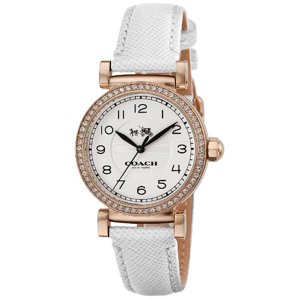Coach Madison White Leather Strap Women's Watch  14502401 - The Watches Men & CO