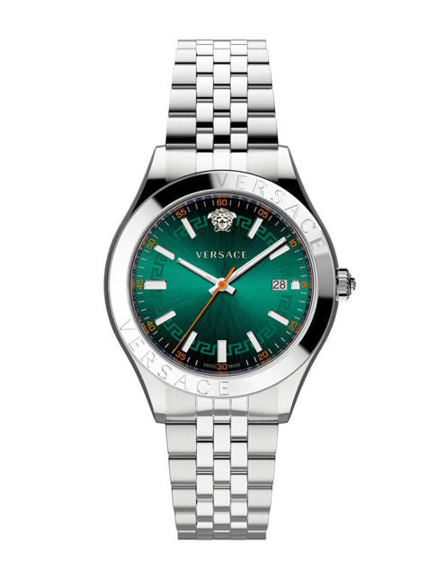 Versace Hellenyium Silver Green Dial Men's Watch  VEVK01021 - The Watches Men & CO