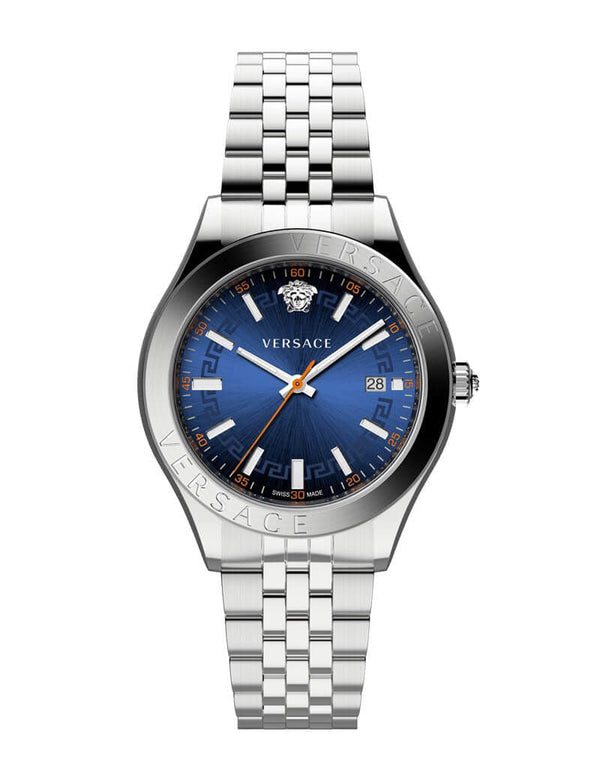 Versace Hellenyium Silver Blue DIal Men's Watch  VEVK00921 - The Watches Men & CO