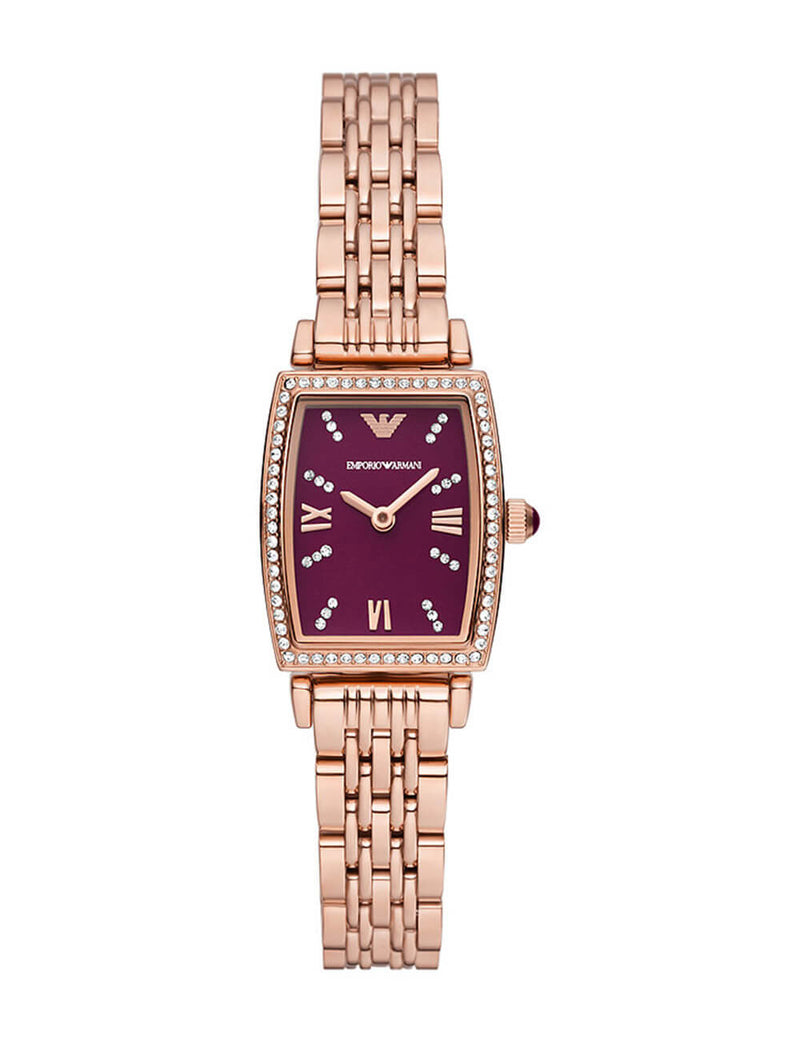 Emporio Armani Quartz Crystal Burgundy Dial Ladies Watch AR11488