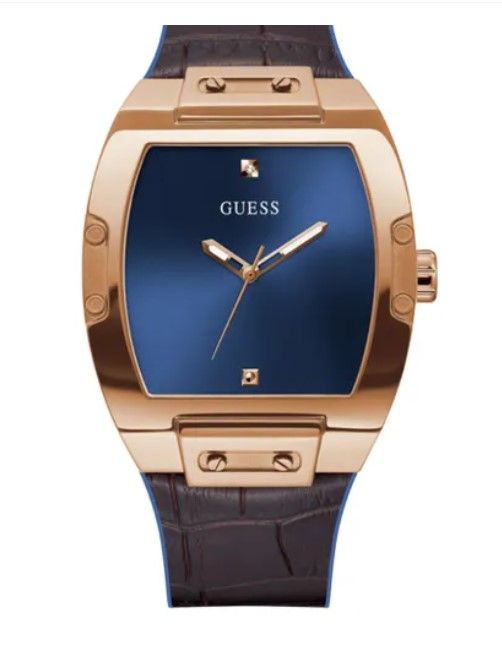 Guess Phoenix Blue Dial Leather Strap Men's Watch GW0386G2