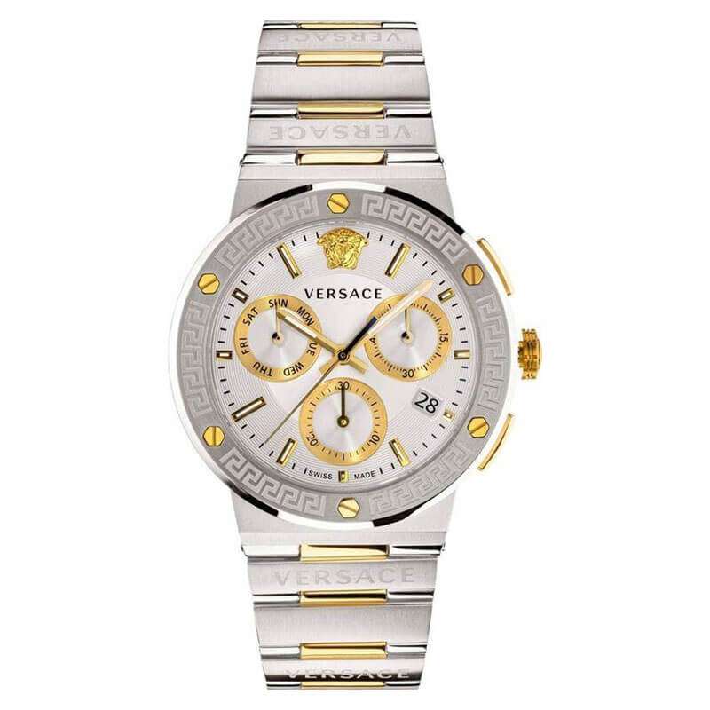 Versace Greca Logo Chronograph Quartz Silver Dial Men's Watch VEZ900321