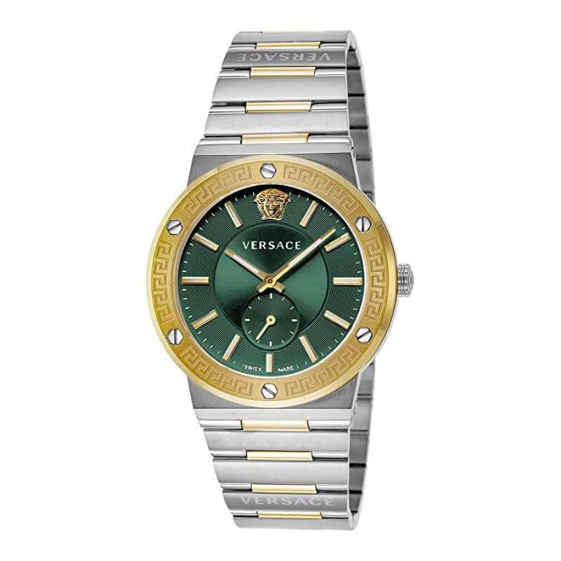 Versace Greca Silver Green Dial Men's Watch VEVI00420