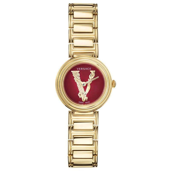 Versace Virtus Gold Mini Red Dial Women's Watch  VET300321 - The Watches Men & CO