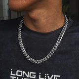 Big Daddy 12mm All Silver Cuban Long Chain