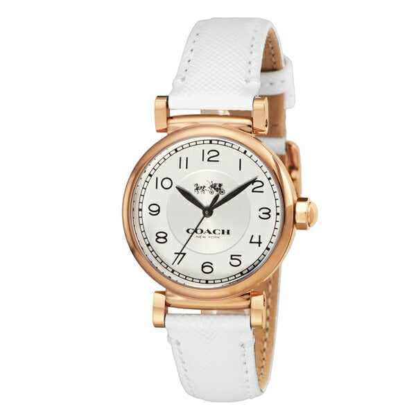 Coach Madison White Leather Strap Women's Watch  14502408 - The Watches Men & CO