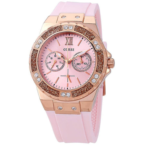 Guess Limelight Crystal Pink Dial Pink Silicone Ladies Watch W1053L3