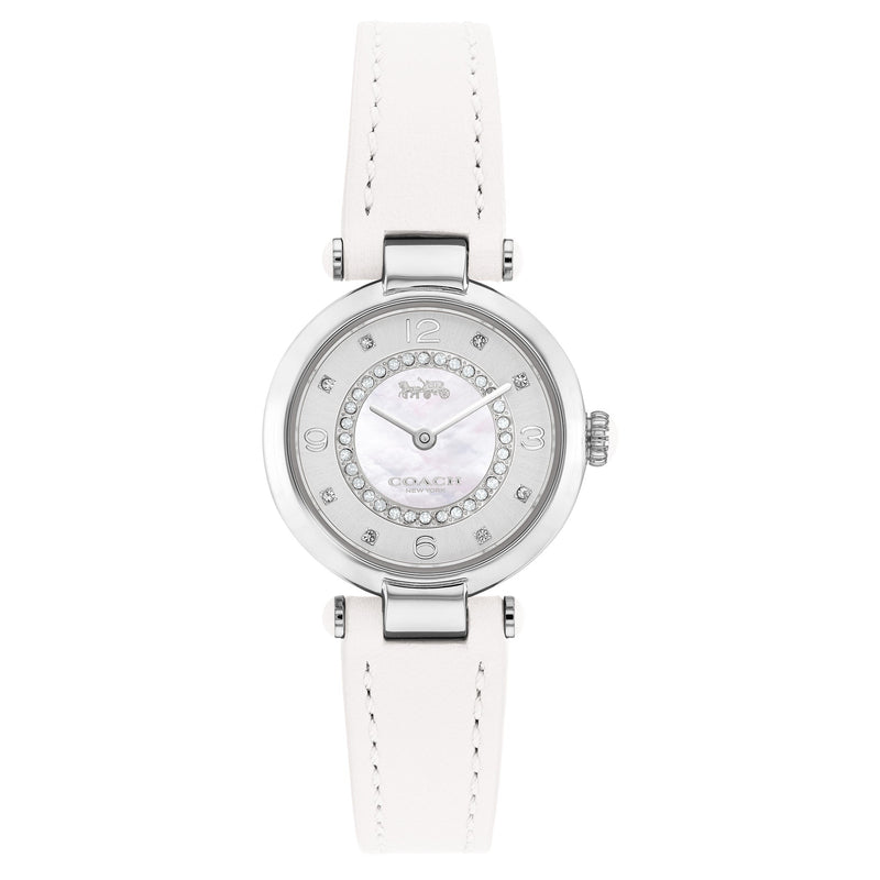 Coach Cary White Leather Strap Women's Watch  14503893 - The Watches Men & CO