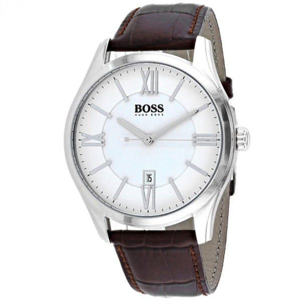 Hugo Boss Ambassador White Dial Leather Strap Men's Watch  1513021 - The Watches Men & CO