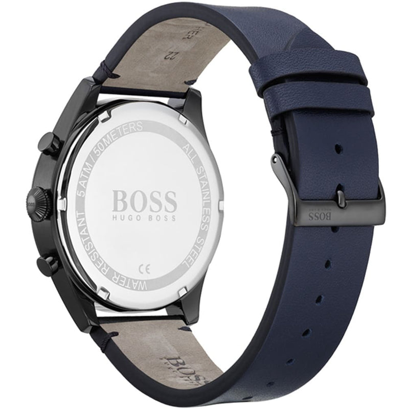 Hugo Boss Pioneer Blue Leather Strap Men's Watch 1513711 - The Watches Men & CO #2