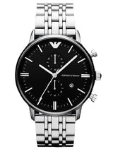 Emporio Armani Chronograph Black Dial Stainless Steel Men's Watch#AR80009 - The Watches Men & CO