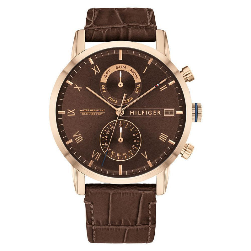 Tommy Hilfiger Multi-function Brown Leather Men's Watch  1710400 - The Watches Men & CO