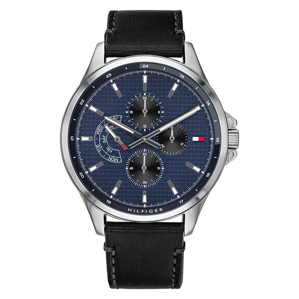 Tommy Hilfiger Black Leather Multi-function Men's Watch  1791616 - The Watches Men & CO