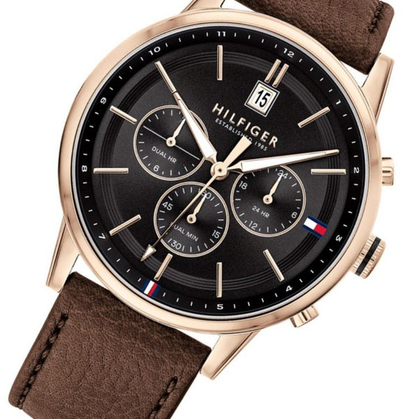 Tommy Hilfiger Multi-function Dark Brown Leather Men's Watch 1791631 - The Watches Men & CO #2