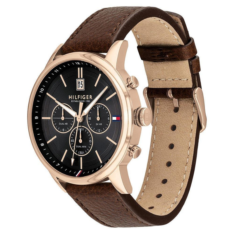 Tommy Hilfiger Multi-function Dark Brown Leather Men's Watch 1791631 - The Watches Men & CO #3