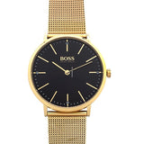 Hugo Boss Horizon Black Dial Gold Tone Band Men's Watch  HB1513735 - The Watches Men & CO