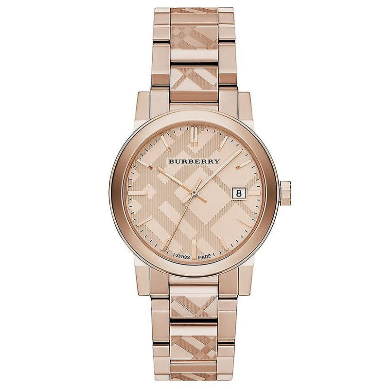 Burberry The City Engraved Check Rose Gold Women's Watch BU9039