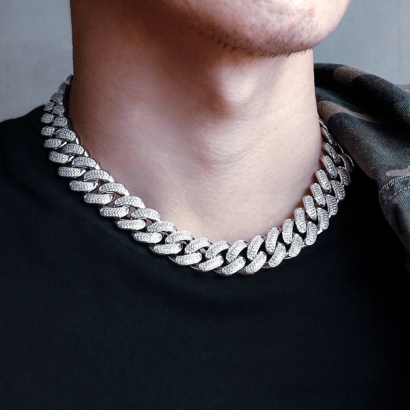 Big Daddy 18mm Silver & Diamond Cuban Link Chain