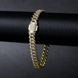 Big Daddy 12mm Iced Out Diamond Gold Prong Cuban Bracelet