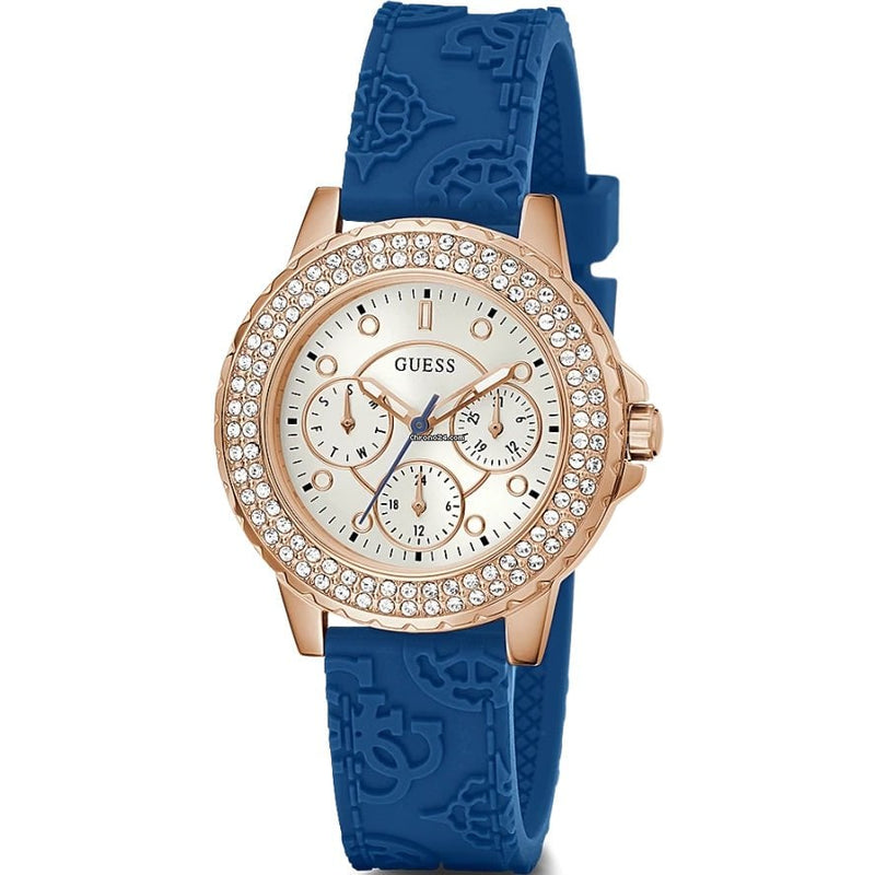 Guess Crown Jewel Blue Silicone Strap Women's Watch GW0411L2