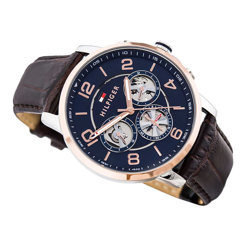 Tommy Hilfiger Keagan Navy Dial Leather Strap Men's Watch 1791290 - The Watches Men & CO #3