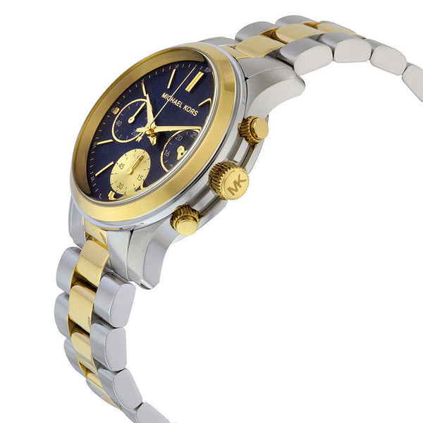 Michael Kors Runway Chronograph Blue Dial Two-Tone Ladies Watch MK6165 - The Watches Men & CO #2