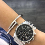 Michael Kors Chronograph Black Dial Silver Unisex Watch MK5708 - The Watches Men & CO #3