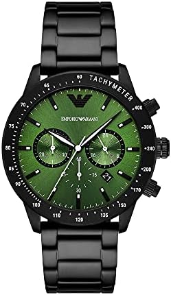 Emporio Armani Chronograph Green Dial Black Men's Watch  AR11472 - The Watches Men & CO