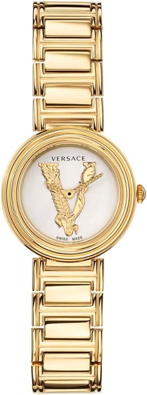 Versace Virtus Gold Mini White Dial Women's Watch  VET300221 - The Watches Men & CO
