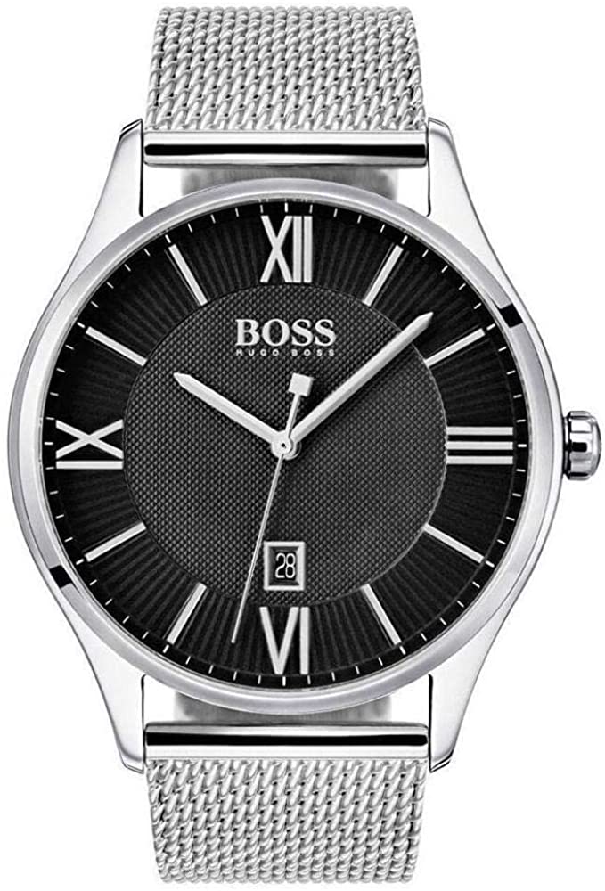 Hugo Boss Men's Governor Black Dial Mesh Bracelet Watch  HB1513601 - The Watches Men & CO