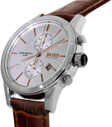 Hugo Boss Jet Silver Brown Leather Men's Watch  HB1513280 - The Watches Men & CO #4