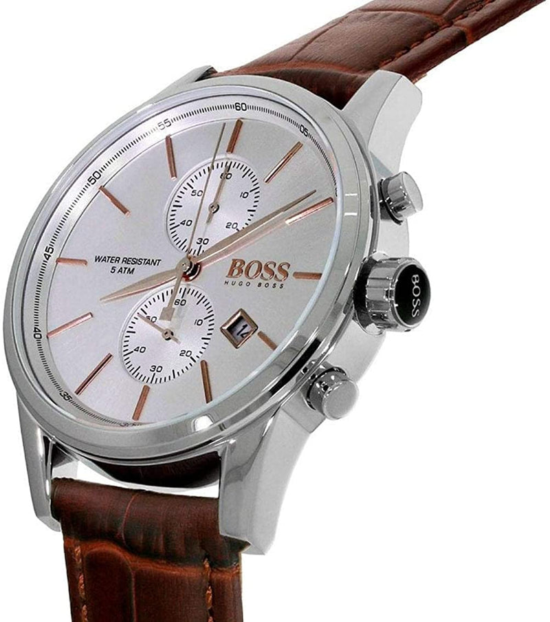 Hugo Boss Jet Silver Brown Leather Men's Watch  HB1513280 - The Watches Men & CO #4