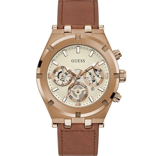 Guess Coffee Leather Strap Men's Watch GW0262G3