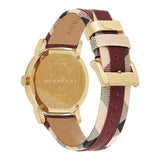 Burberry The City Champagne Dial Tan Leather and Fabric Trim Ladies Watch BU9133