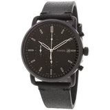 Fossil Commuter Chronograph Black Leather Men's Watch FS5504