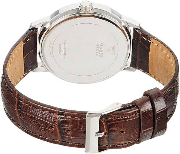 GUESS Men's White Dial Brown Leather Strap Watch W70016G2 - The Watches Men & CO #2