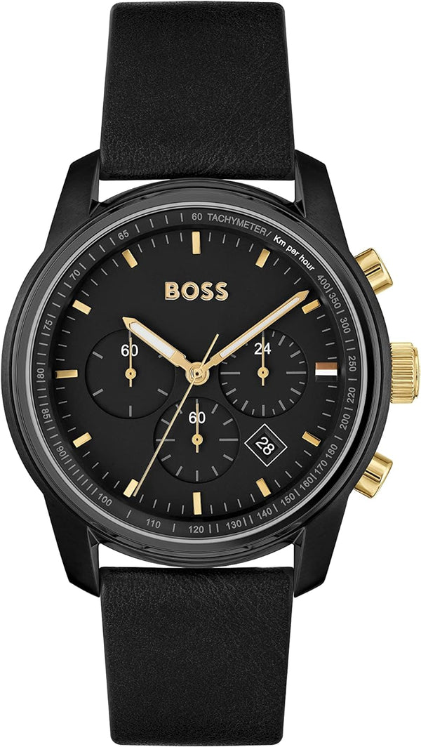 Hugo Boss Trace Chronograph Leather Men's Watch  1514003 - The Watches Men & CO