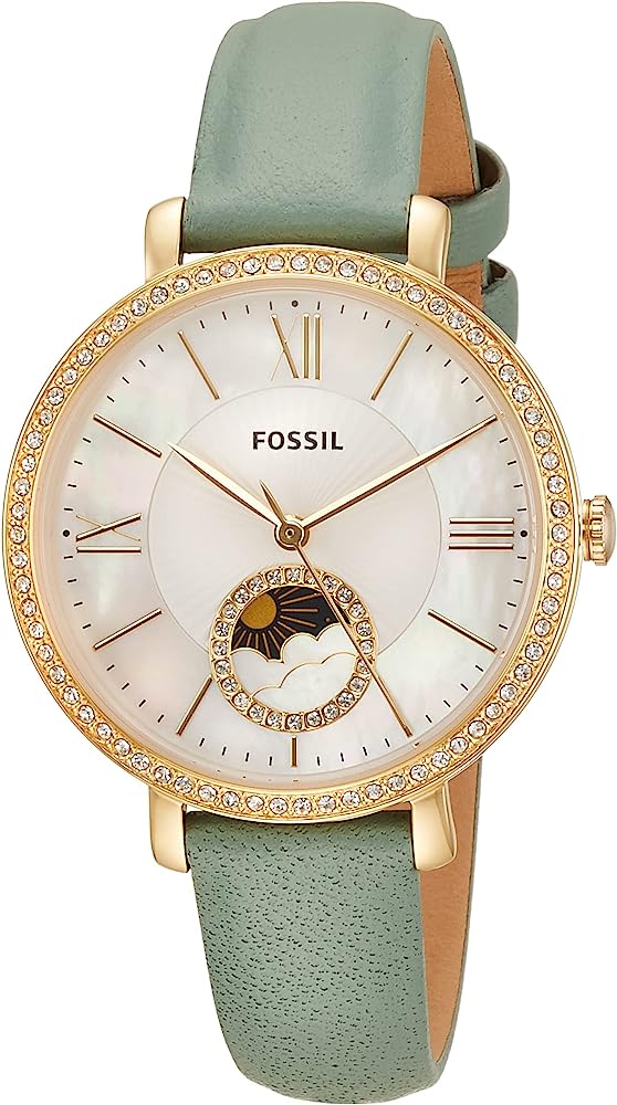 Fossil Jacqueline Sun Moon Green Leather Women's Watch ES5168