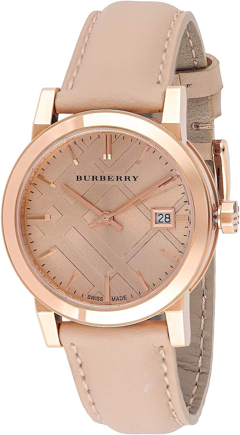 Burberry 34mm Pink Leather Strap Women's Watch BU9131