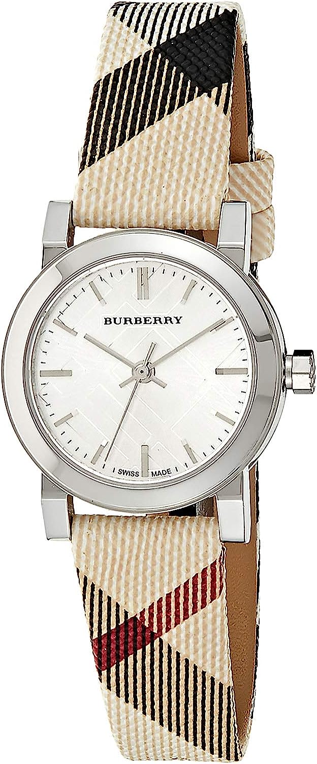Burberry Ladies Silver Dial Nova Check Leather Women's Watch  BU9212 - The Watches Men & CO