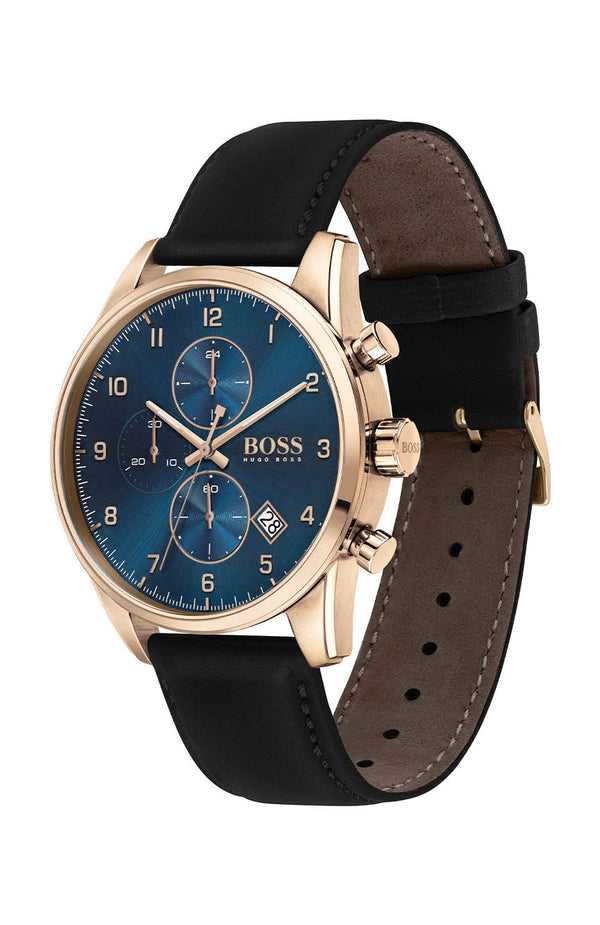 Hugo Boss Skymaster Blue Dial Leather Strap Men's Watch 1513783