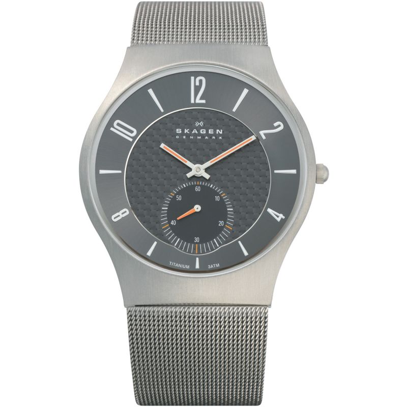 Skagen Grey Titanium Strap and Black/Grey Dial Men's Watch  805XLTTM - The Watches Men & CO