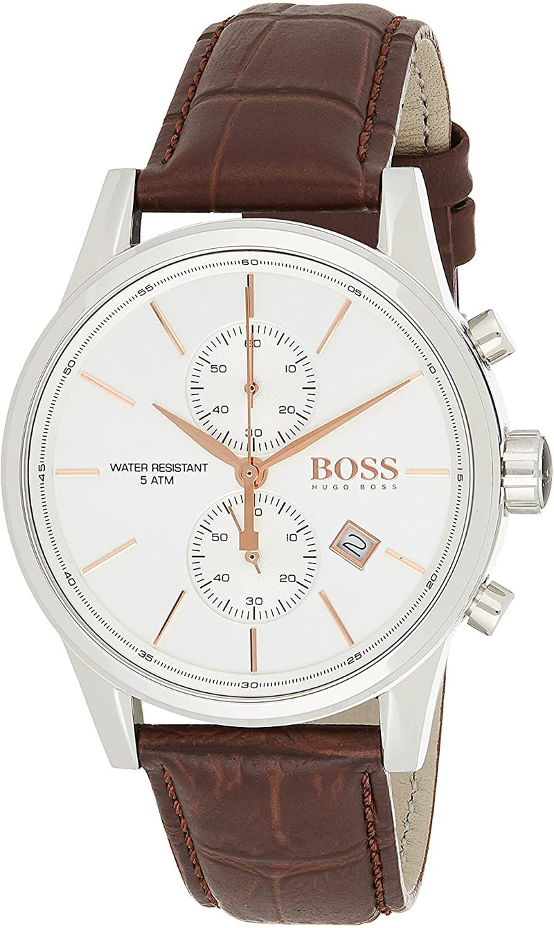 Hugo Boss Jet Silver Brown Leather Men's Watch   HB1513280 - The Watches Men & CO