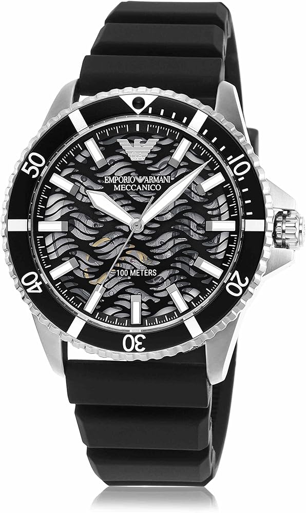Emporio Armani Automatic Black Silicone Men's Watch  AR60062 - The Watches Men & CO