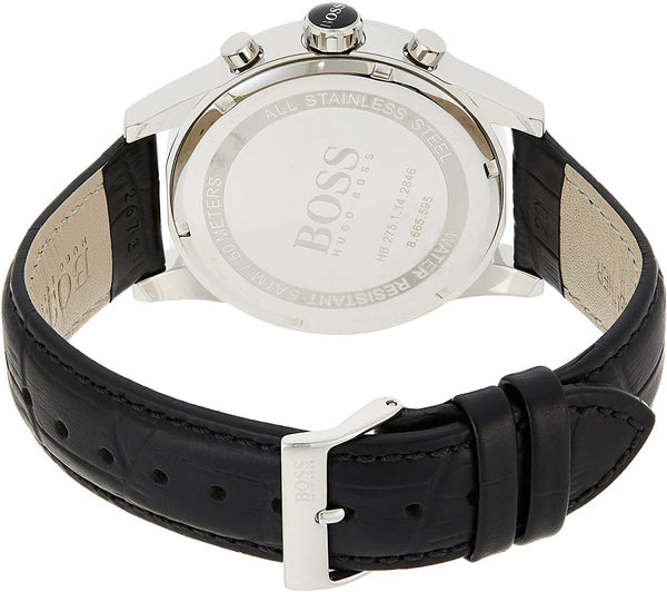 Hugo Boss Jet Black Dial Leather Strap Men's Watch HB1513282 - The Watches Men & CO #2